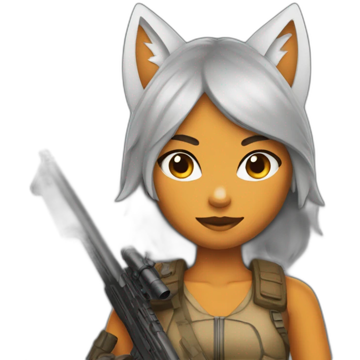 Foxgirl with rifle emoji