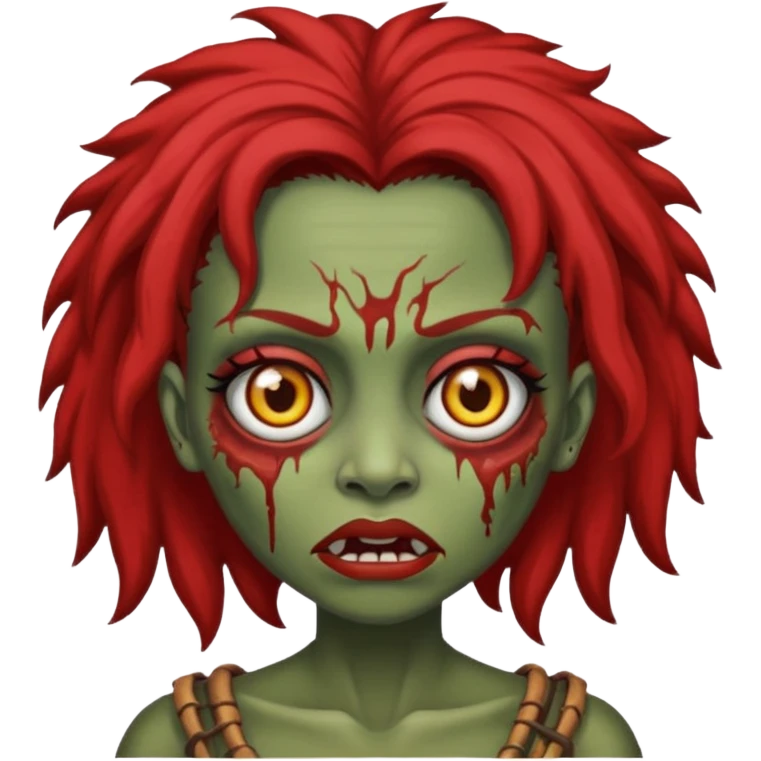 Crie um emoji de zumbi de uma mulher de cabelos castanhos escuros com machucados emoji