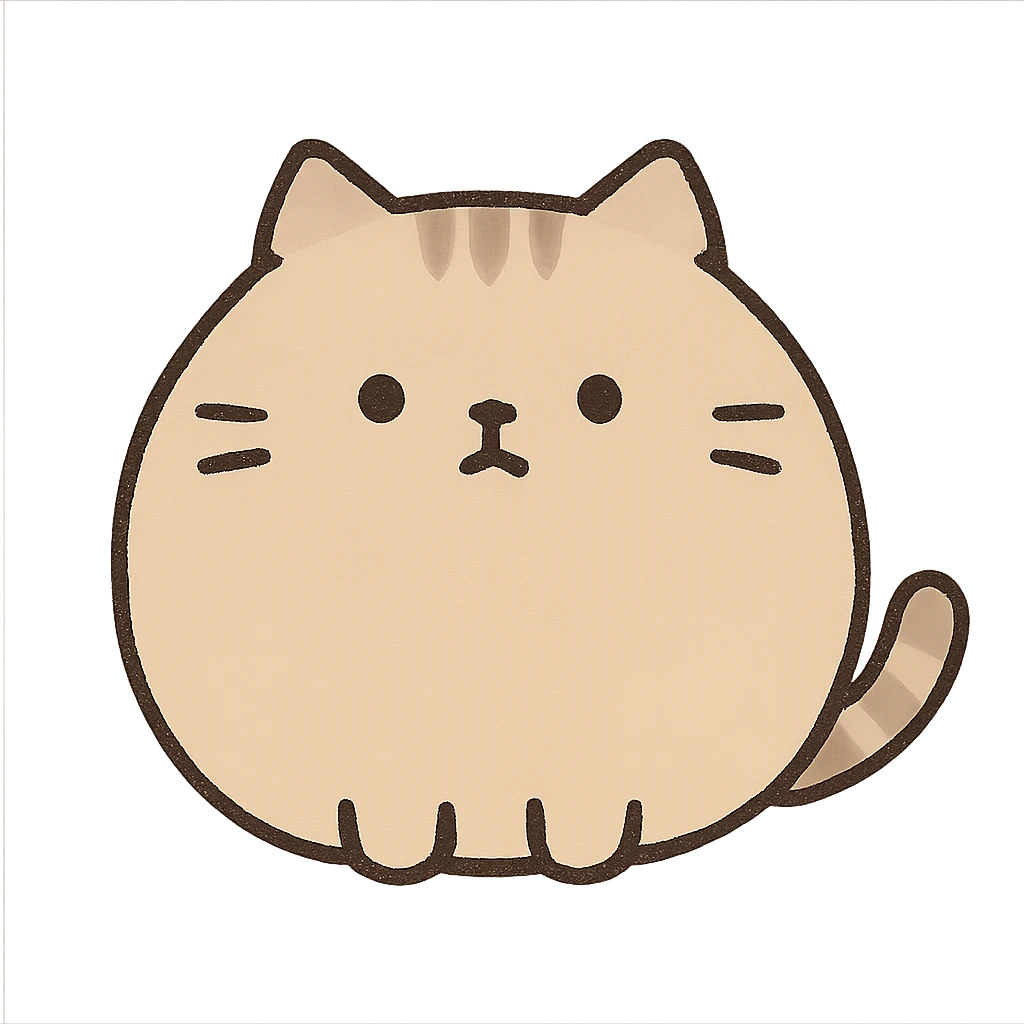 Round cat, neutral expression emoji