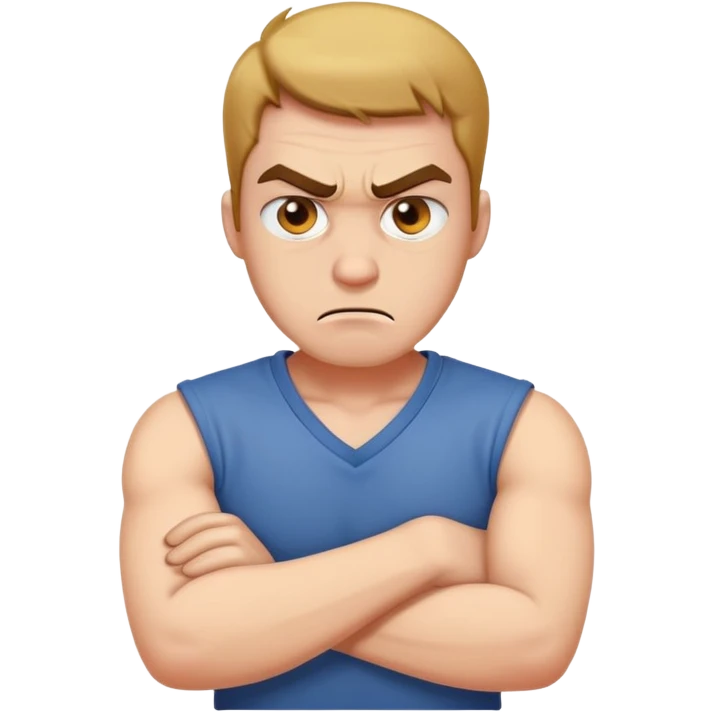 angry guy crossing arms around his next  emoji