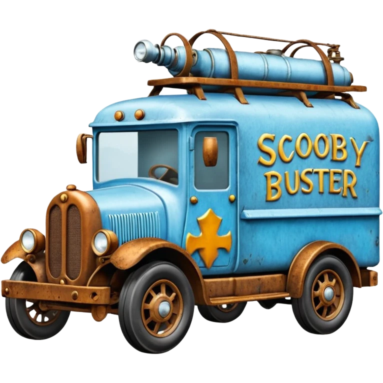 The Flintstones Mr. Freeze’s shiny frozen Scooby Doo 1915 Lightning Bug busters liquidator’s antique long wheelbase moving truck  emoji