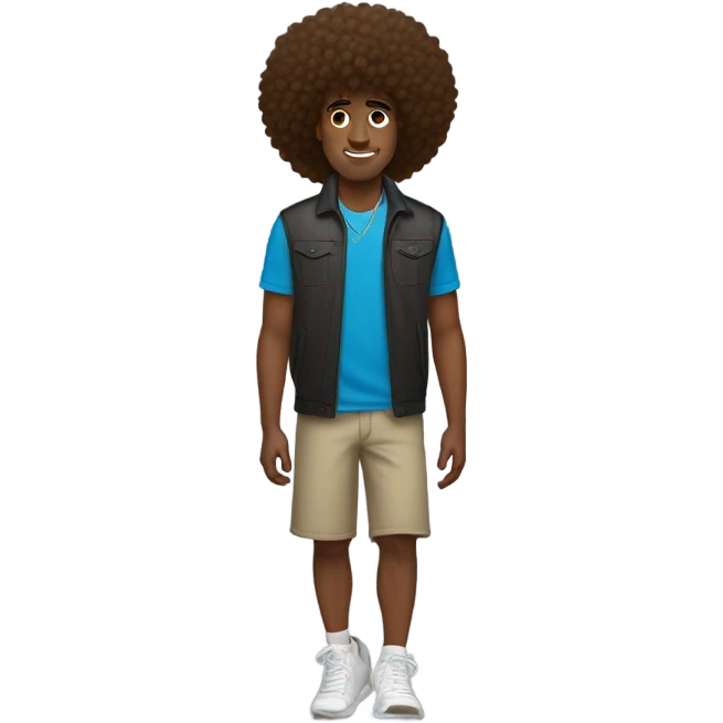 Brown male, big afro ,vv necklace,Nike shoes  emoji