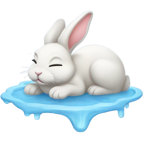 Bunny sleeping on a puddle of water emoji