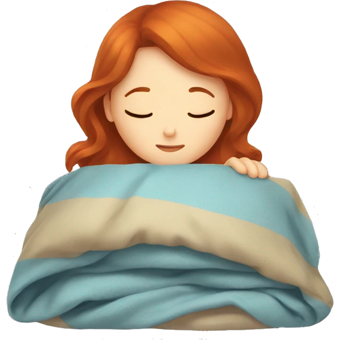 redhead girl sleeping with a blanket  emoji