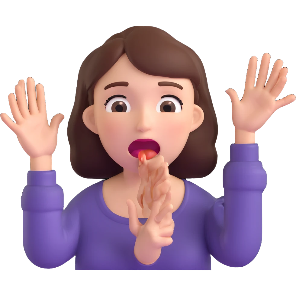 woman with drooling face and hands reaching for food, showing strong hunger emoji