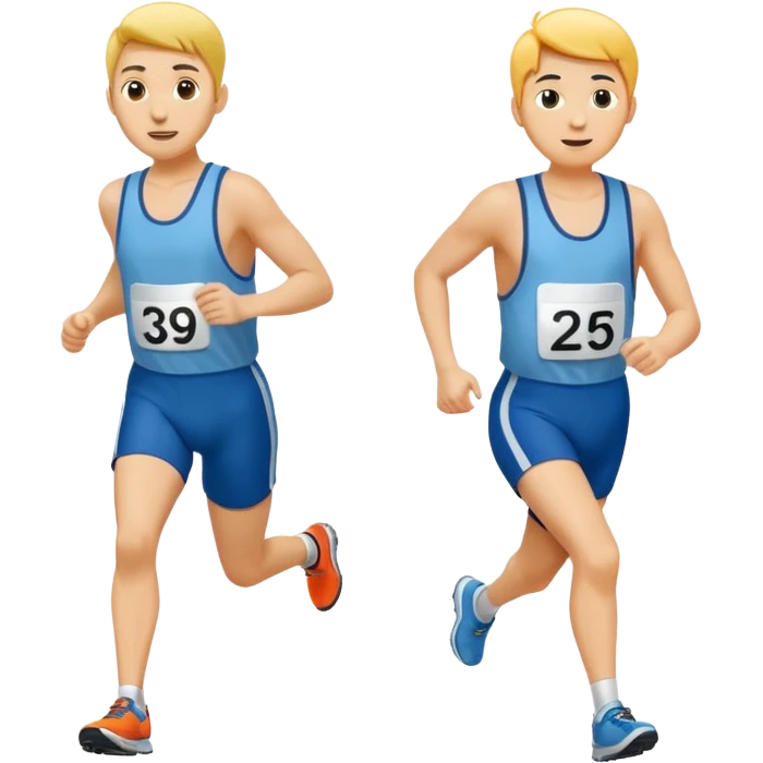 two people in a footrace wearing bib numbers emoji