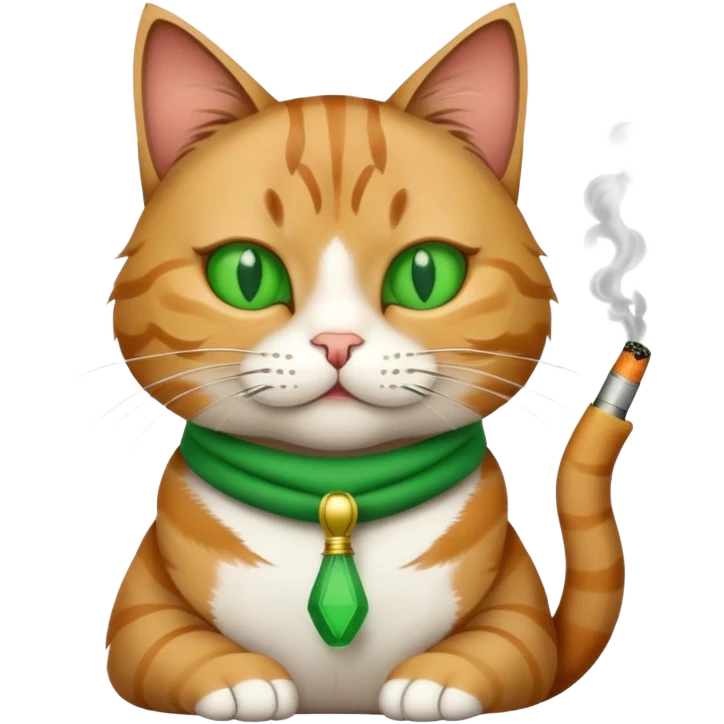 cat with a green cigarette  emoji