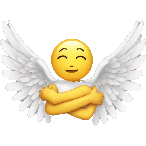 two angel wings doing a hug emoji