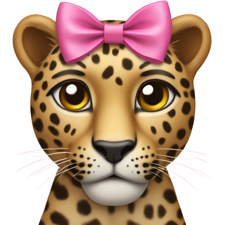 leopard with a pink bow on its head emoji