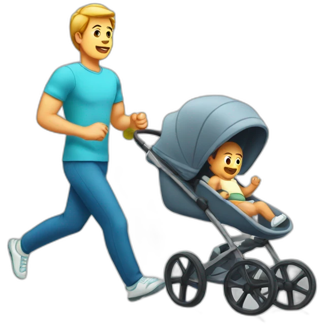 running man with a baby stroller emoji