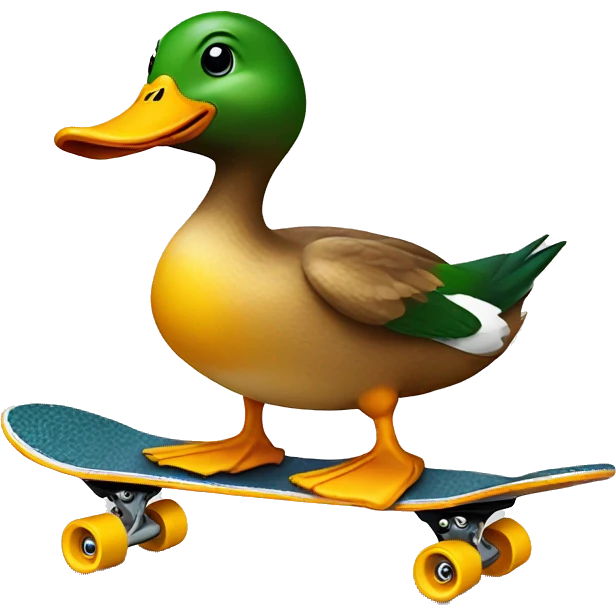Duck riding a skateboard  emoji