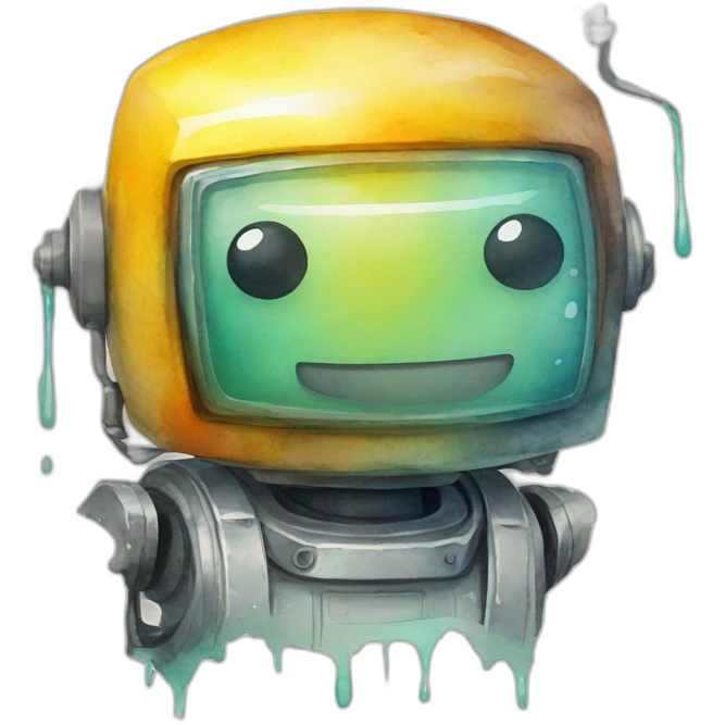 robô segurando uma aquarela de pintura emoji