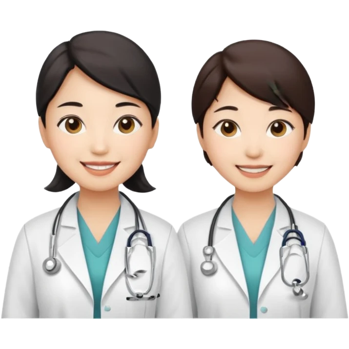 two women asian medical doctors emoji
