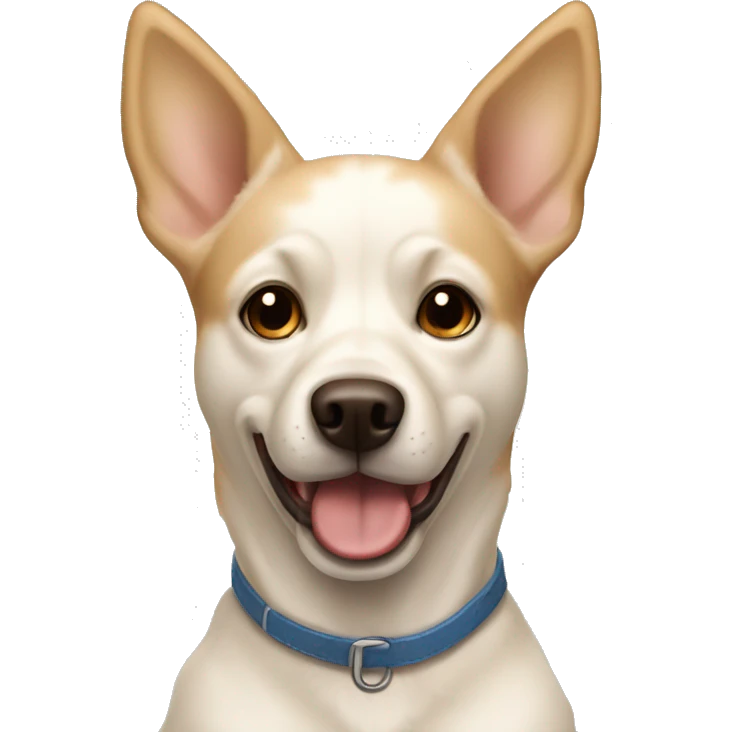 cream white colored dog, pointy ears, brown eyes, light brown nose emoji