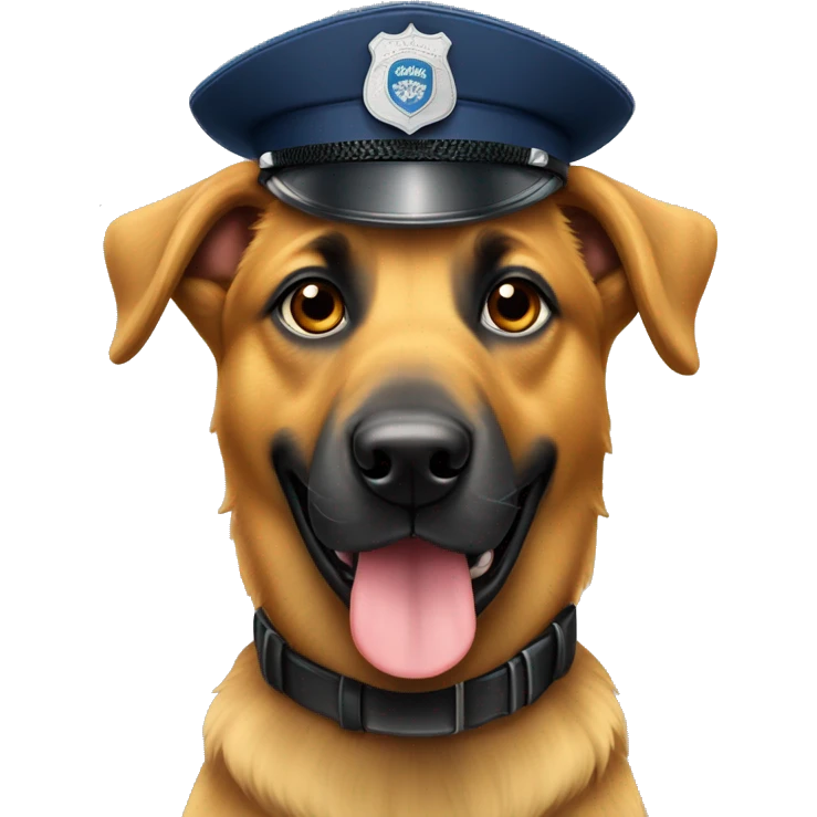 An belgian sheperd with a police cap emoji