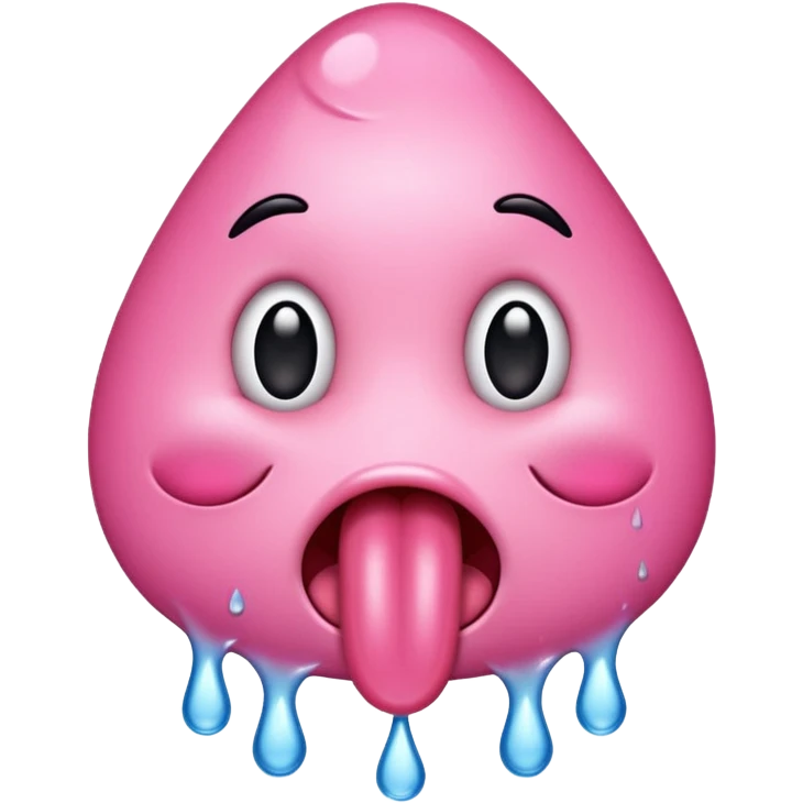 une lanque qui pend avec une goutte de bave emoji