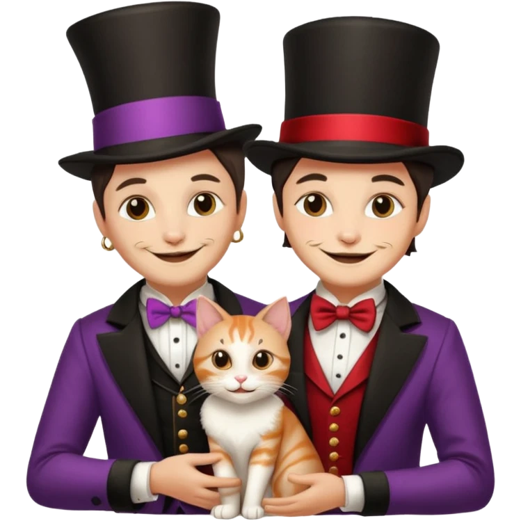 magician couple and their pet cat emoji