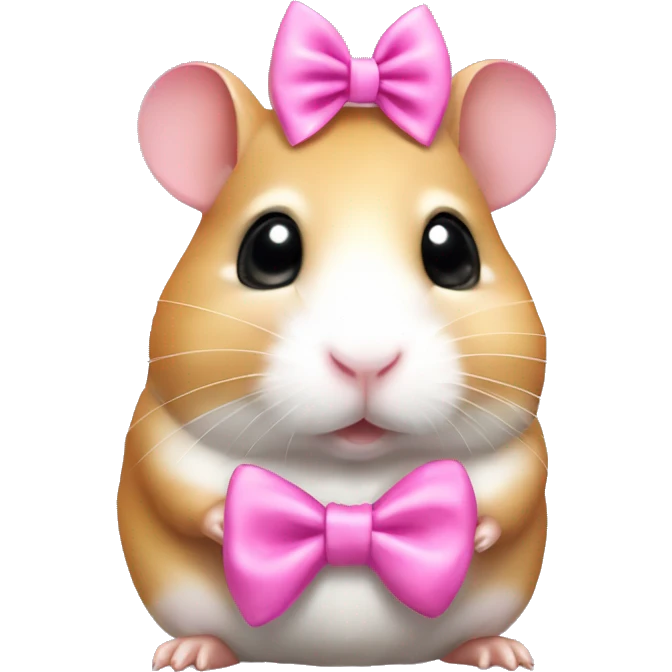Coquette hamster wearing pink bow emoji