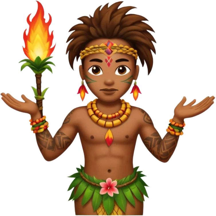 hawaiian fire dancer with tattoos emoji