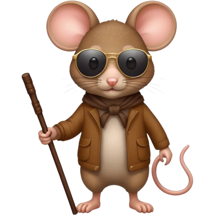mouse with sunglasses and walking stick, walking emoji