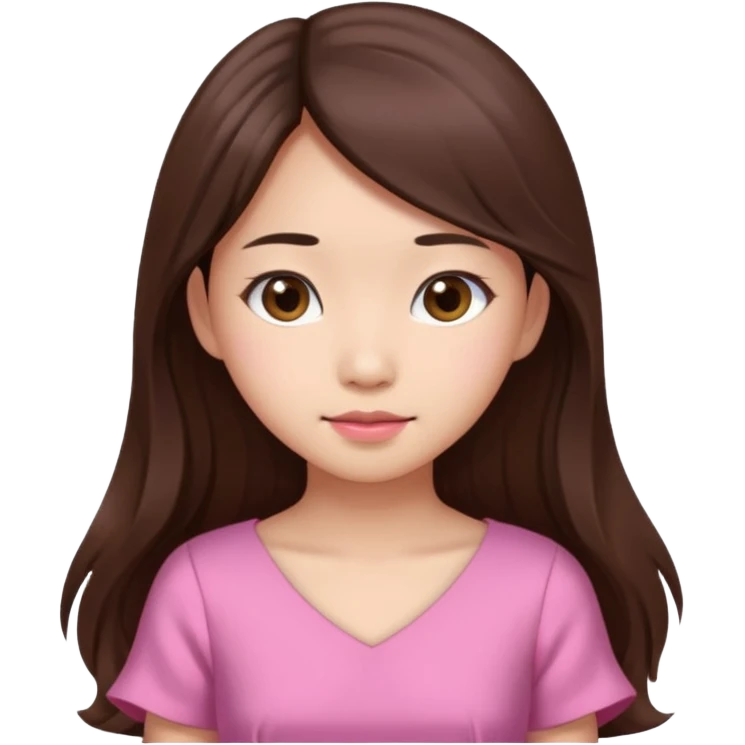 asian girl with long brown hair and fair skin wearing pink dress emoji