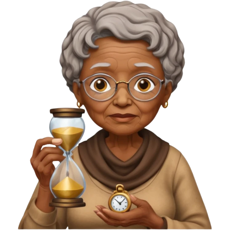 black grandma holding hourglass emoji