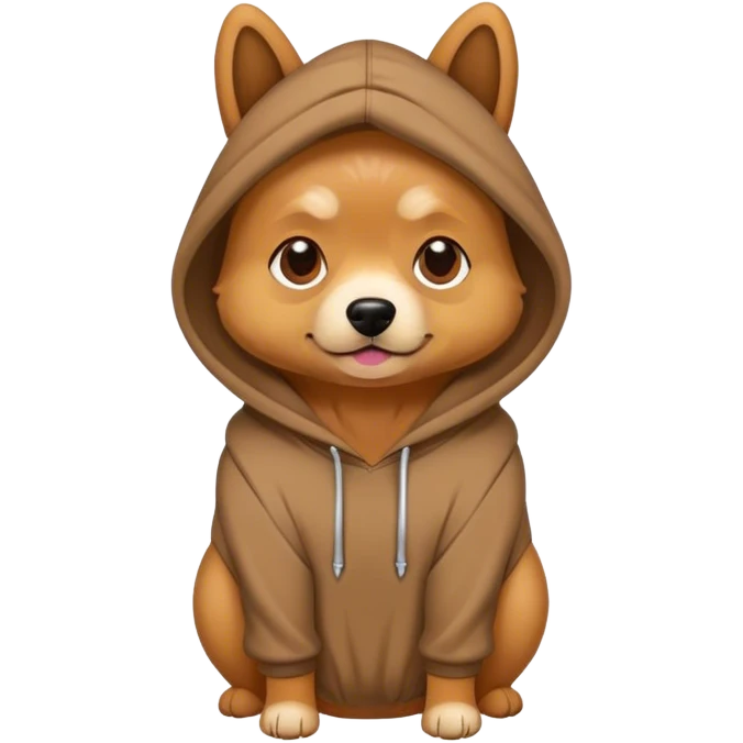Dog wearing a poo hoodie  emoji