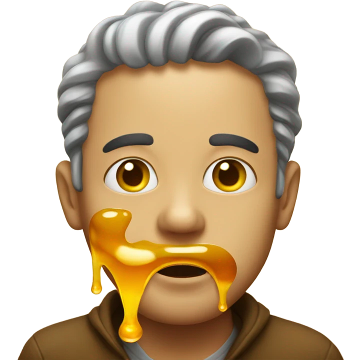 Man eating honey dripping off mouth emoji