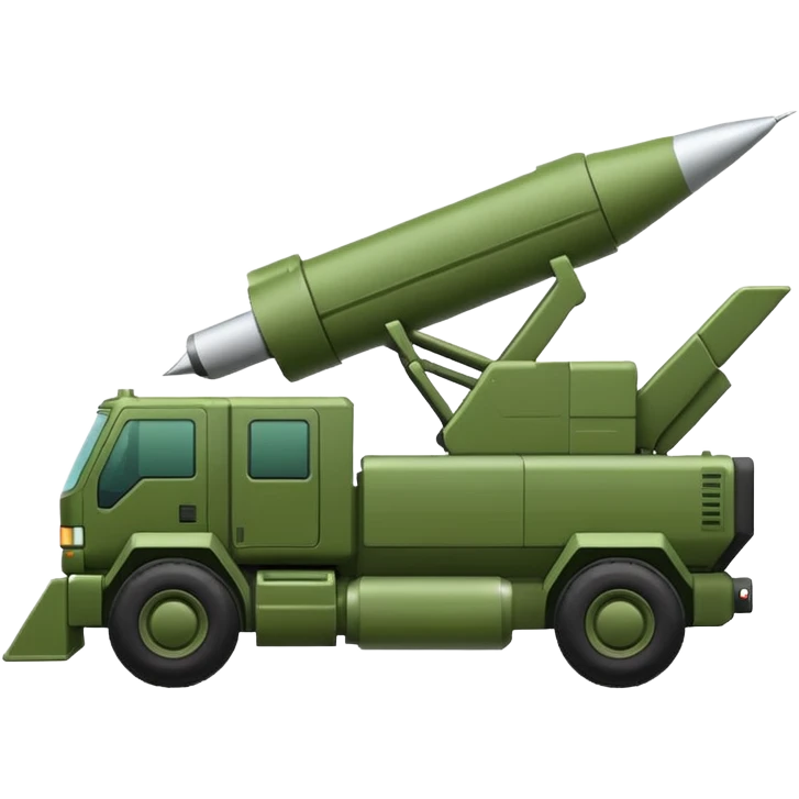 HIMARS rocket launcher, compact side view, green color, minimalist, emoji style emoji