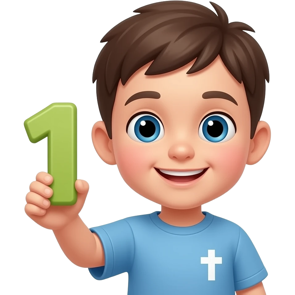 KID NUMBER SHOWING 1 IN HIS HAND emoji