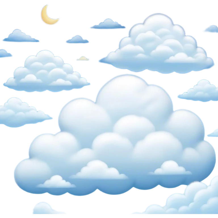 Cinematic Realistic Clouds Emoji, Fluffy and soft, with gentle, swirling white clouds floating effortlessly in a deep blue sky. The clouds drift lazily across the horizon, casting shadows and playing with the light in a peaceful and dreamy way. Soft glowing outline, capturing the essence of calm, serenity, and endless sky in a dreamy cloudscape! emoji