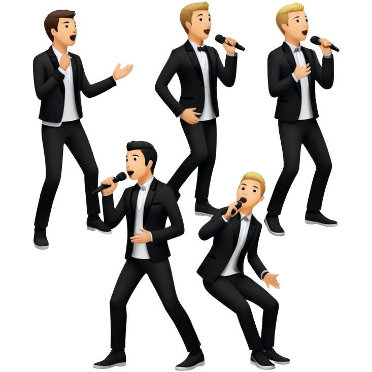 Five silhouettes of singing guys for 'I Want It That Way' by Backstreet Boys emoji