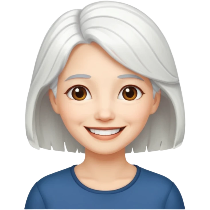 pure white hair, cute mature girl emoji