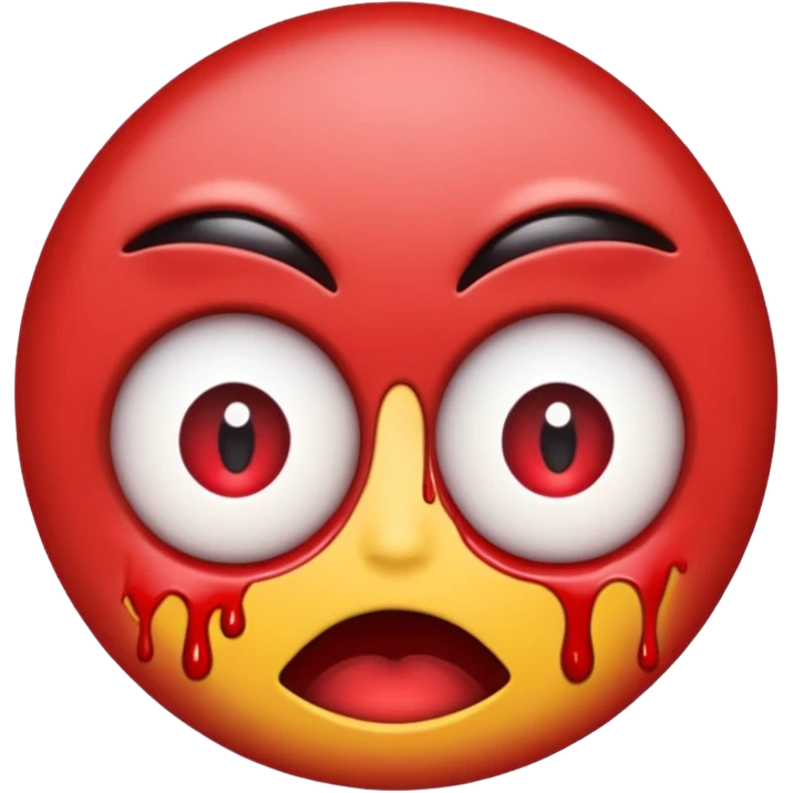 Standard emoji but with bleeding eyes emoji