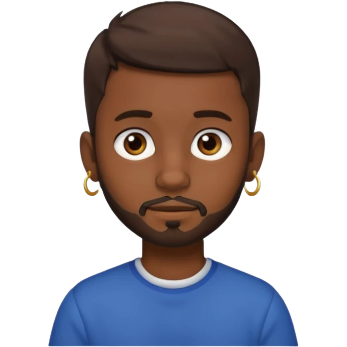 dark-skinned boy, short brown hair, with a little beard and an earring in his ear emoji