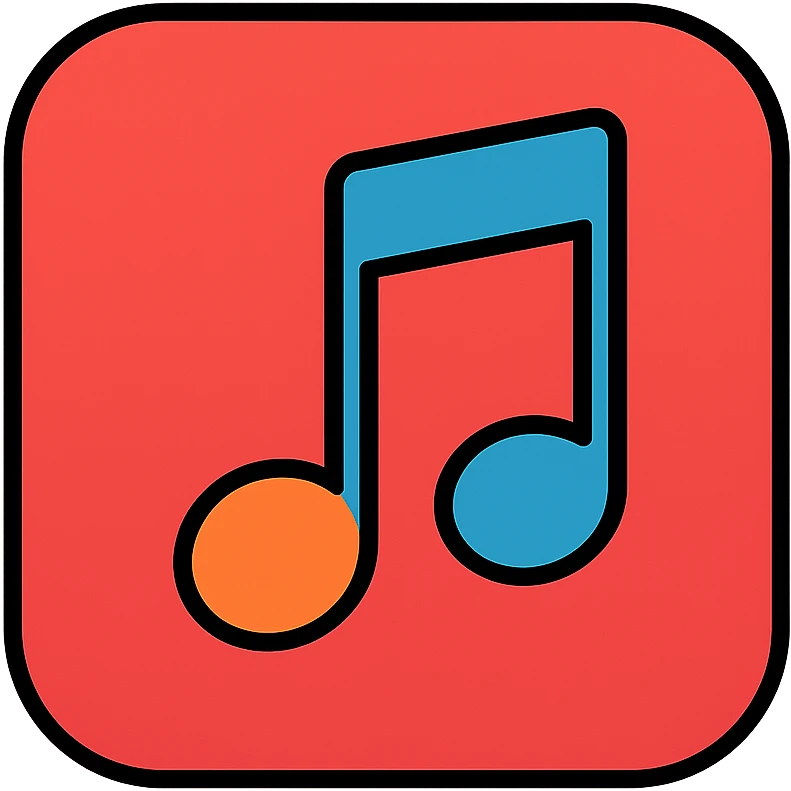 red music note app icon, stylized music note, red gradient, rounded edges emoji