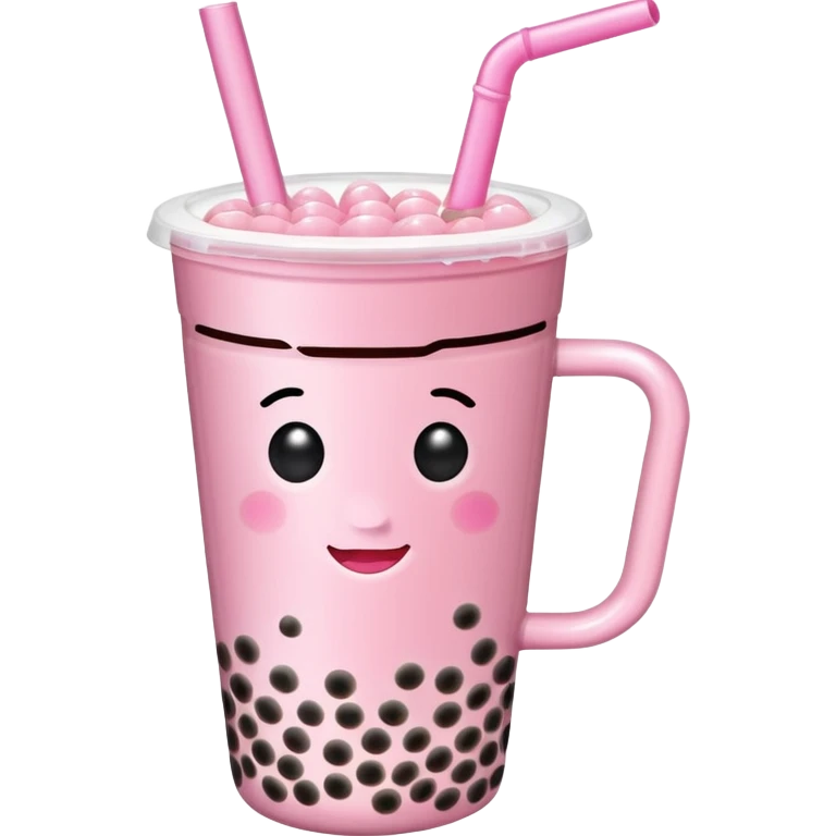 Pink mug with bubble tea emoji
