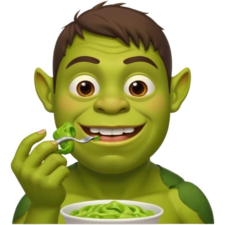 A man eating shrek emoji