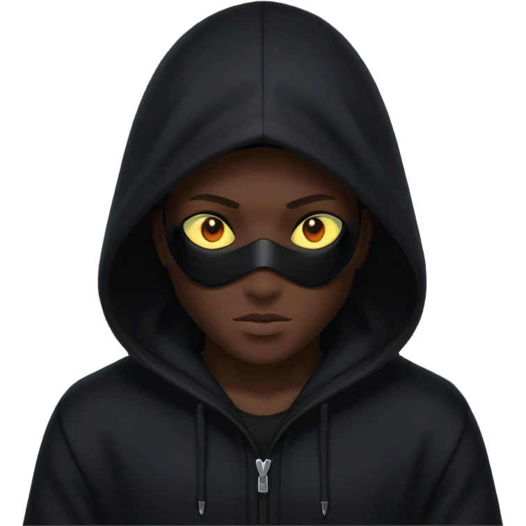 hooded hacker silhouette, mysterious emoji