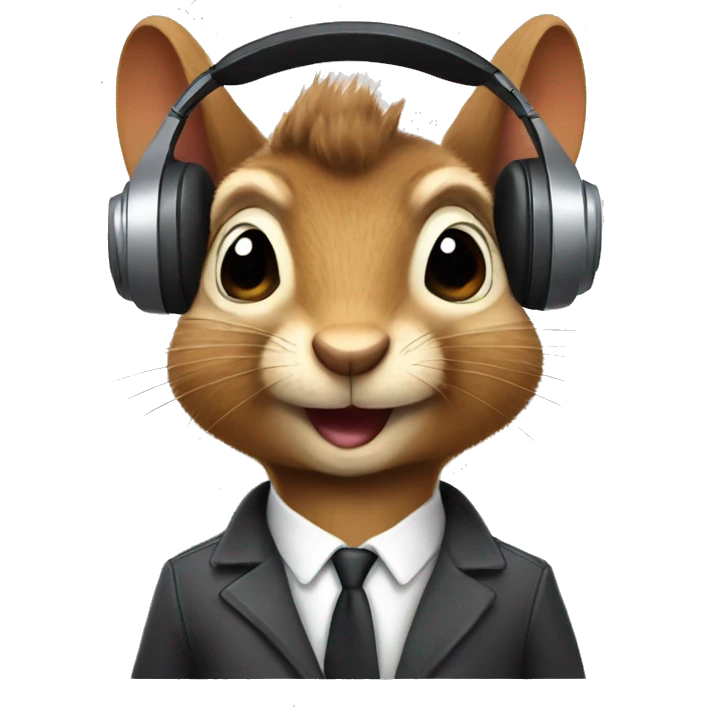 secret agent squirrel wearing headphones emoji