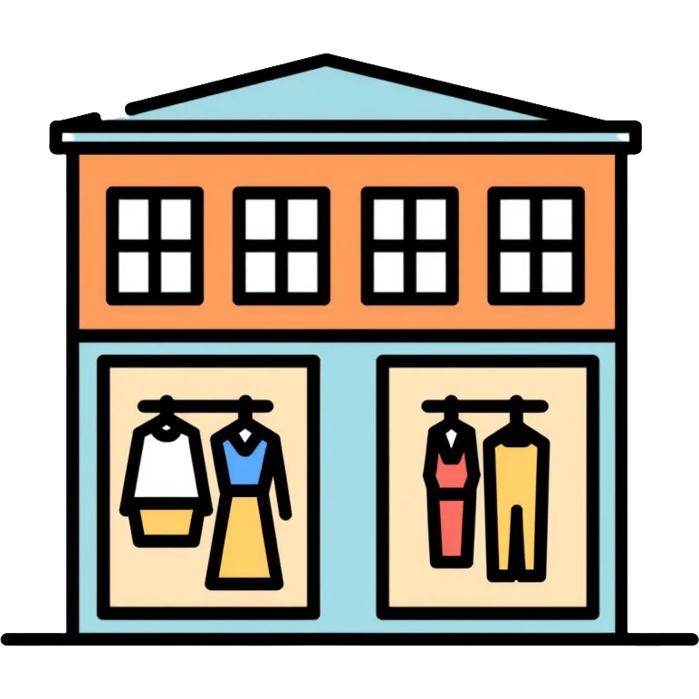 fashion company building with clothing displays in windows emoji