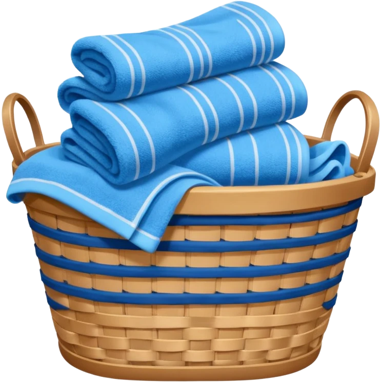 laundry basket with blue towels emoji