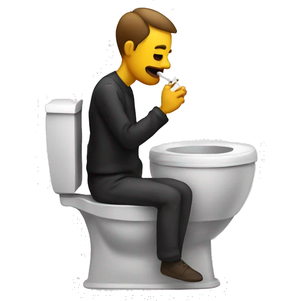 smoking a cigarette with coffee in hand on the toilet emoji