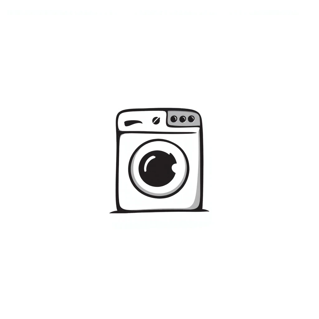 minimalist doodle of a washing machine, black lines, no color emoji
