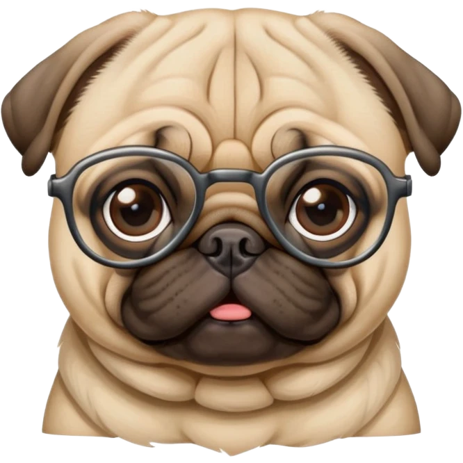 dog pug with glasses  emoji