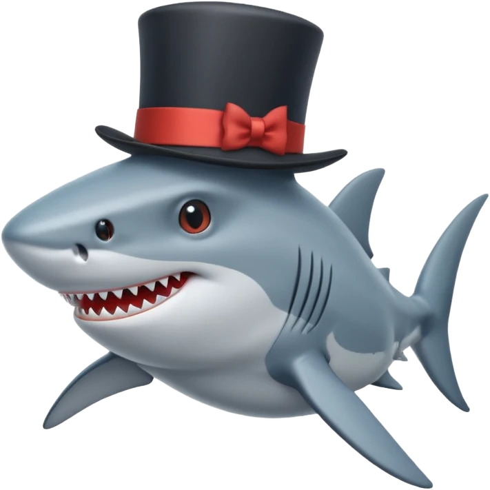 Shark with a top hat emoji