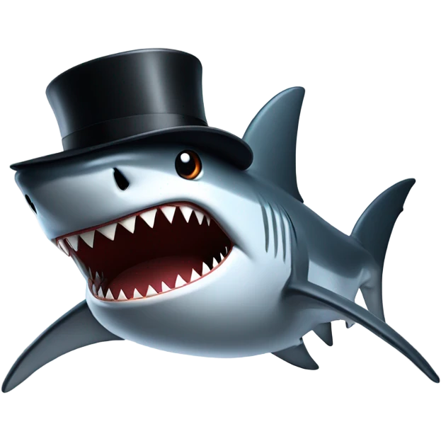 Shark with a top hat emoji