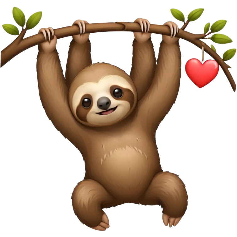 Hanging sloth with heart emoji