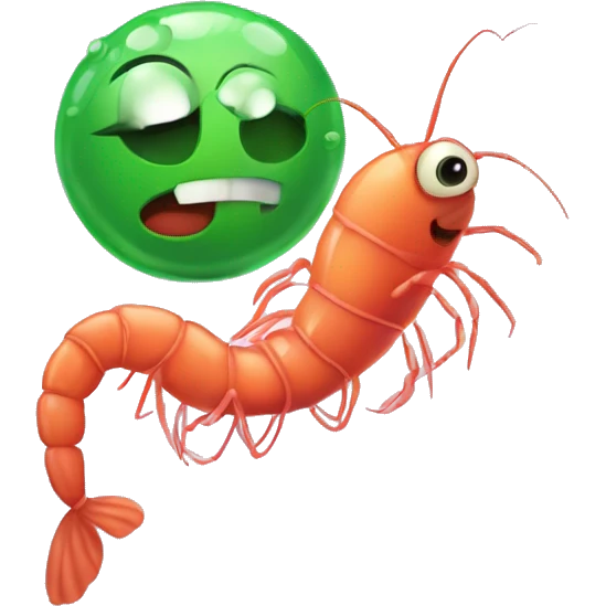 A germ and a shrimp hanging out, cartoon style emoji