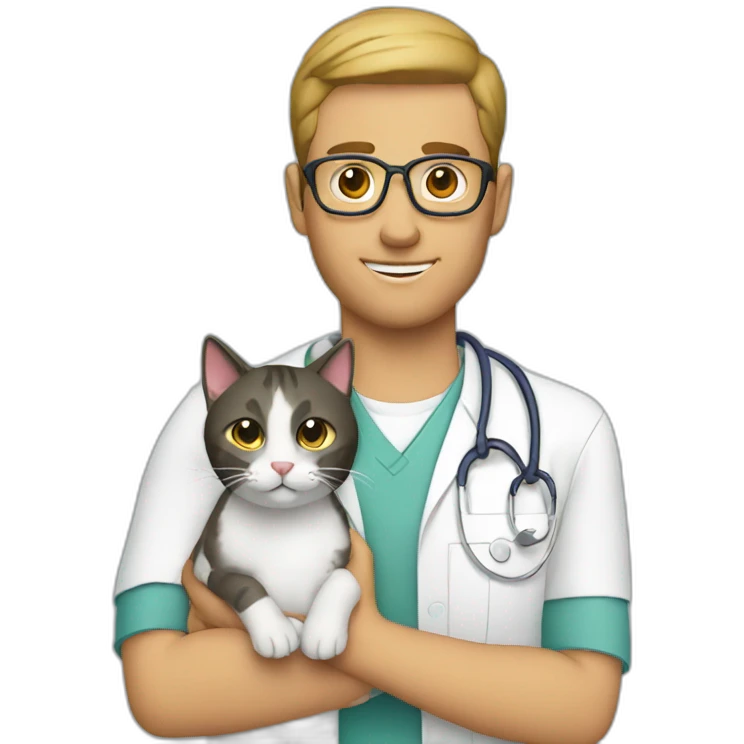 vet holding a cat emoji